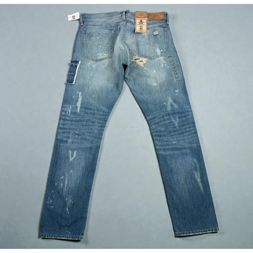 Polo Ralph Lauren Sullivan Slim Distressed Patchwork Jeans Men's 38x30 NWT‎